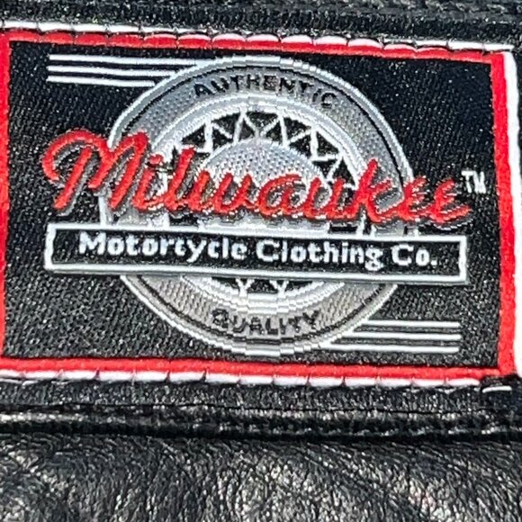 MILWAUKEE MOTORCYCLE CLOTHING CO. BLACK HEAVY LEATHER MOTO PANTS EUC 6 / W25L31 - Picture 10 of 13